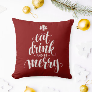 Weihnachten essen Drink & be Merry Red Kissen