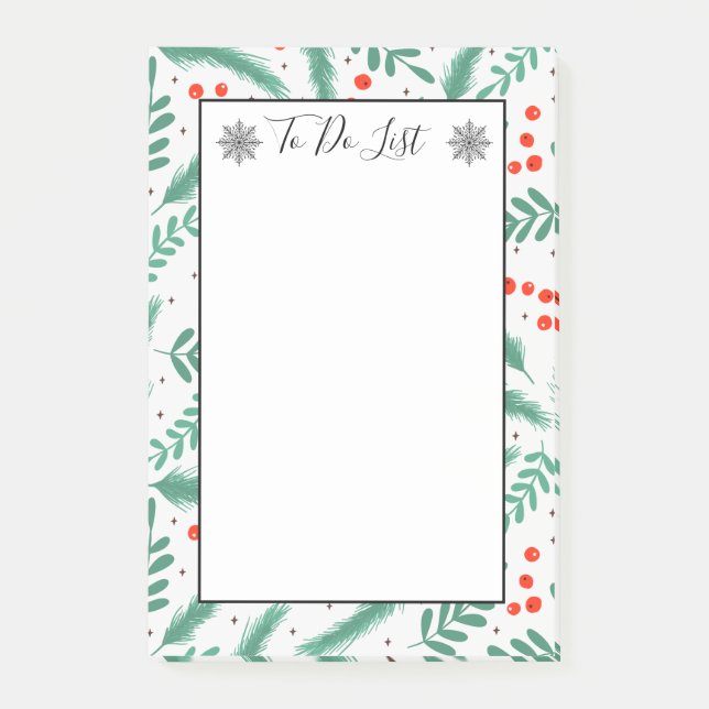 Weihnachten Evergreen Boughs Holly Berry zu tun Li Post-it Klebezettel (Vorderseite)