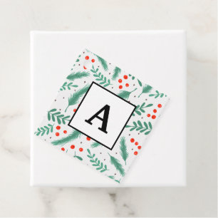 Weihnachten Evergreen Boughs und Holly Berries Geschenkanhänger