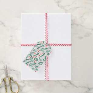 Weihnachten Evergreen Boughs und Holly Berries Geschenkanhänger
