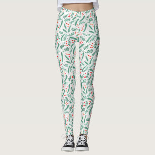 Weihnachten Evergreen Boughs und Holly Berries Leggings