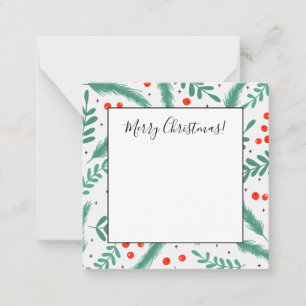 Weihnachten Evergreen Boughs und Holly Berries Mitteilungskarte
