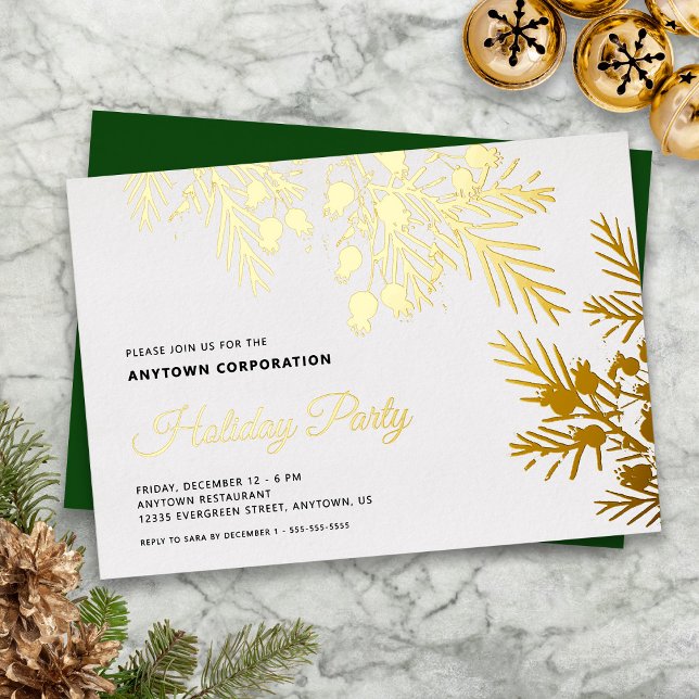 Weihnachten Evergreen Gold Foil Office Feiertage P Folieneinladung (Von Creator hochgeladen)