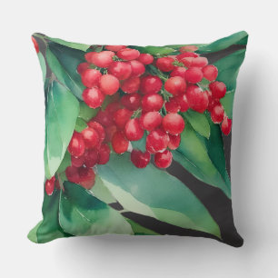 Weihnachten Evergreen Red Berries Kissen