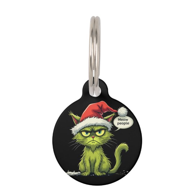 Weihnachten "Ew People" Meowy Cat Lovers Haustiermarke (Vorderseite)