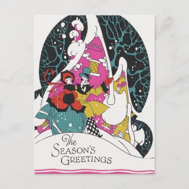 Weihnachten, Extravagante Viktorianische Städter Feiertagspostkarte (Vorderseite)