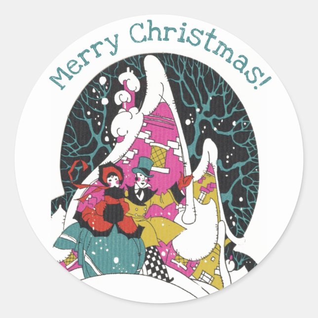 Weihnachten, Extravagante Viktorianische Städter Runder Aufkleber (Vorderseite)