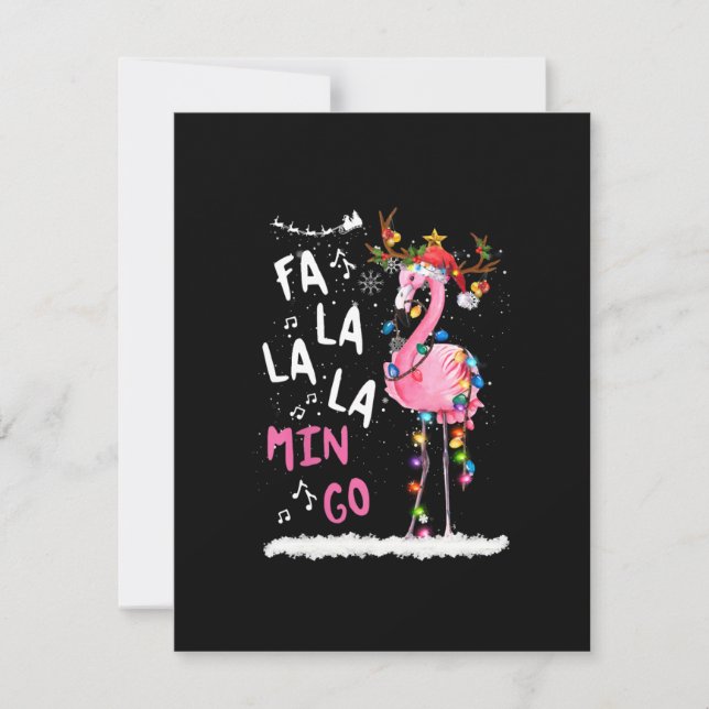 Weihnachten - Fa-La-La-Mingo Flamingo mit Weihnach Einladung (Vorderseite)