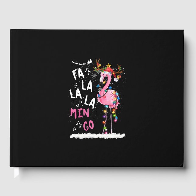 Weihnachten - Fa-La-La-Mingo Flamingo mit Weihnach Gästebuch (Vorderseite)
