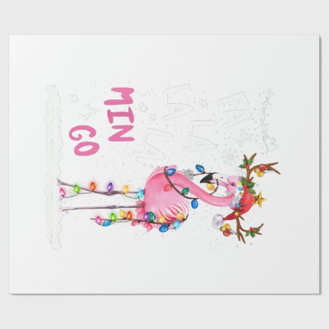 Weihnachten - Fa-La-La-Mingo Flamingo mit Weihnach Geschenkpapier (Flach)