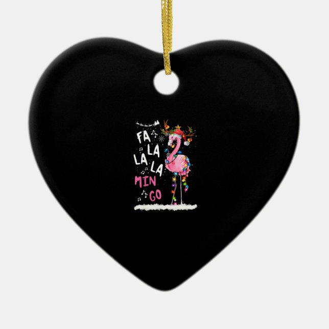 Weihnachten - Fa-La-La-Mingo Flamingo mit Weihnach Keramik Ornament (Vorne)
