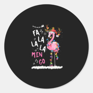 Weihnachten - Fa-La-La-Mingo Flamingo mit Weihnach Runder Aufkleber
