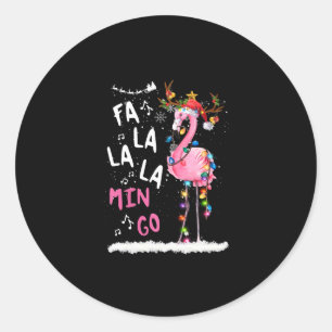 Weihnachten - Fa-La-La-Mingo Flamingo mit Weihnach Runder Aufkleber
