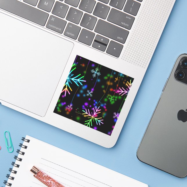 Weihnachten fallen verschiedene Neonfarben Schneef Aufkleber (Laptop mit iPhone)