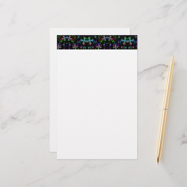 Weihnachten fallen verschiedene Neonfarben Schneef Briefpapier (Vorderseite/Rückseite Beispiel)