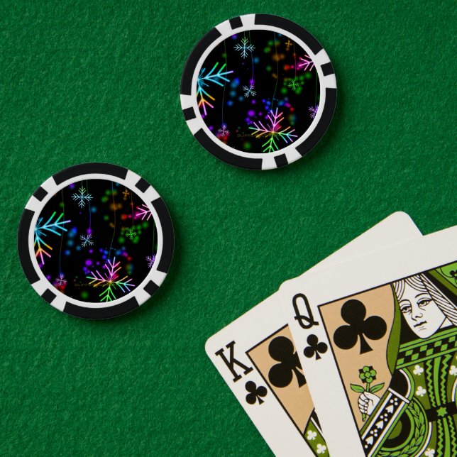 Weihnachten fallen verschiedene Neonfarben Schneef Pokerchips (Pokertisch (doppelt))