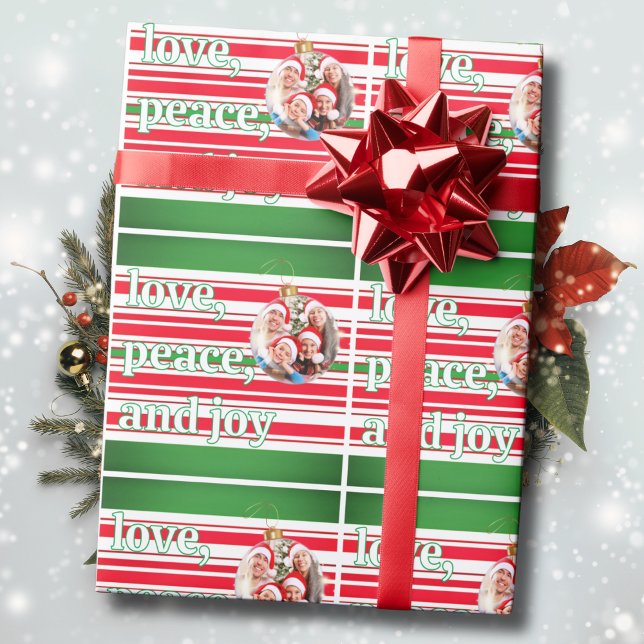 Weihnachten Familie Foto Liebe Friede Joliday Geschenkpapier (Von Creator hochgeladen)