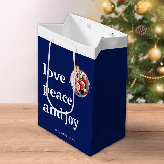Weihnachten Familie Foto Liebe Friede Joliday Mittlere Geschenktüte (Von Creator hochgeladen)