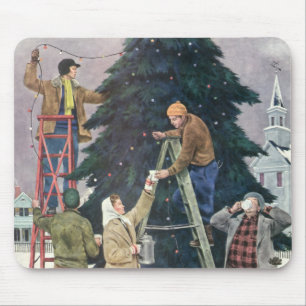 Weihnachten, Familienseher am Baum Mousepad