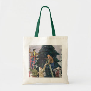 Weihnachten, Familienseher am Baum Tragetasche