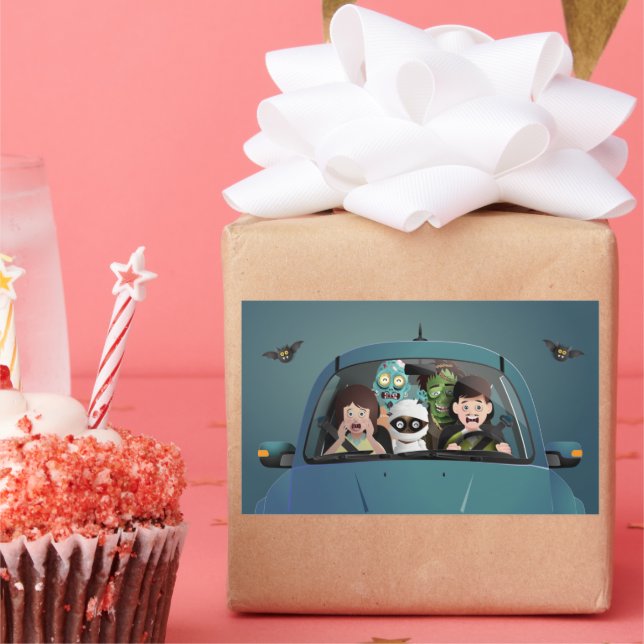 Weihnachten Familienurlaub Halloween Albtraum Rechteckiger Aufkleber (Party)