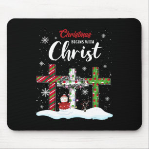 Weihnachten fängt mit Christus Snowman Christliche Mousepad