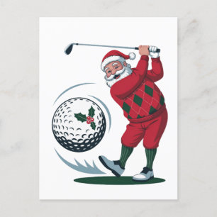 Weihnachten Fantasy Golf spielen Ankündigungspostkarte
