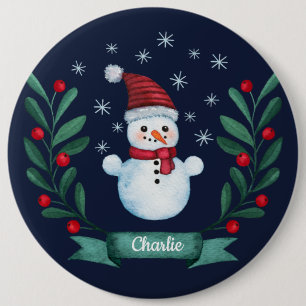 Weihnachten Farbe Snowman Custom Navy Blau Button