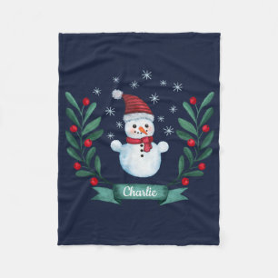 Weihnachten Farbe Snowman Custom Navy Blau Fleecedecke