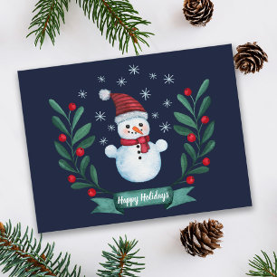 Weihnachten Farbe Snowman Custom Navy Blau Postkarte