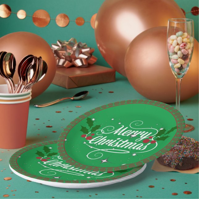 Weihnachten feiern, grün feiern pappteller (Multi)