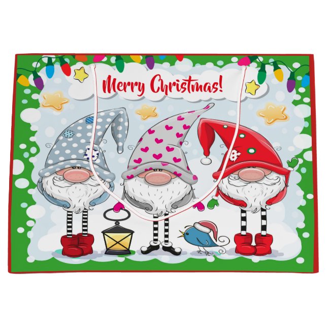 Weihnachten / Feiertage Gnomes Geschenk Tasche Große Geschenktüte (Vorderseite)