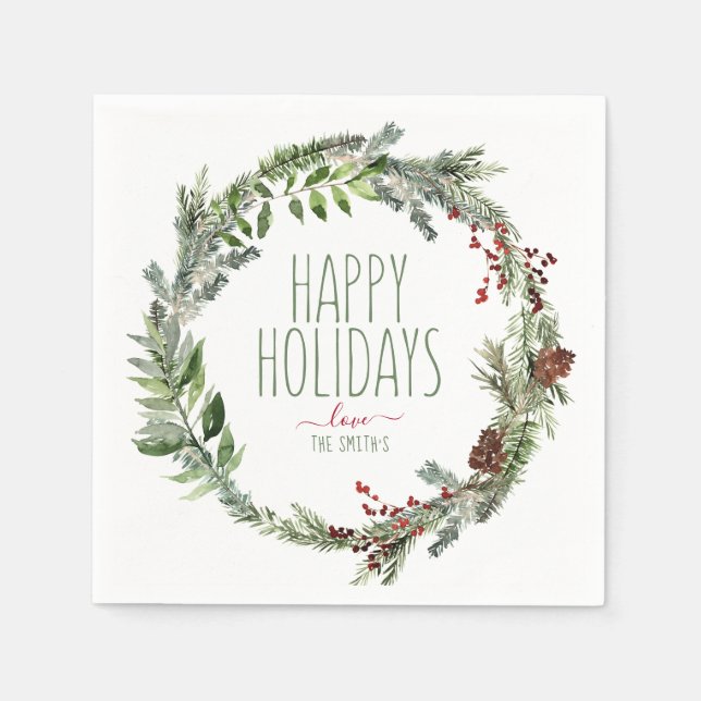 Weihnachten / Feiertage Napkins | Evergreen KREath Serviette (Vorderseite)