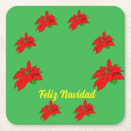 Weihnachten Feliz Navidad Papieruntersetzer Rechteckiger Pappuntersetzer