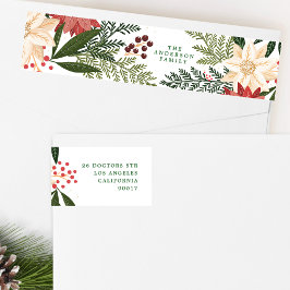 Weihnachten Fest Wasserfarbenflora Rücksendeadress