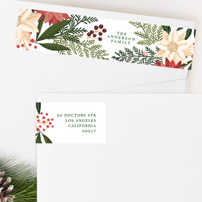 Weihnachten Fest Wasserfarbenflora Rücksendeadress (Von Creator hochgeladen)