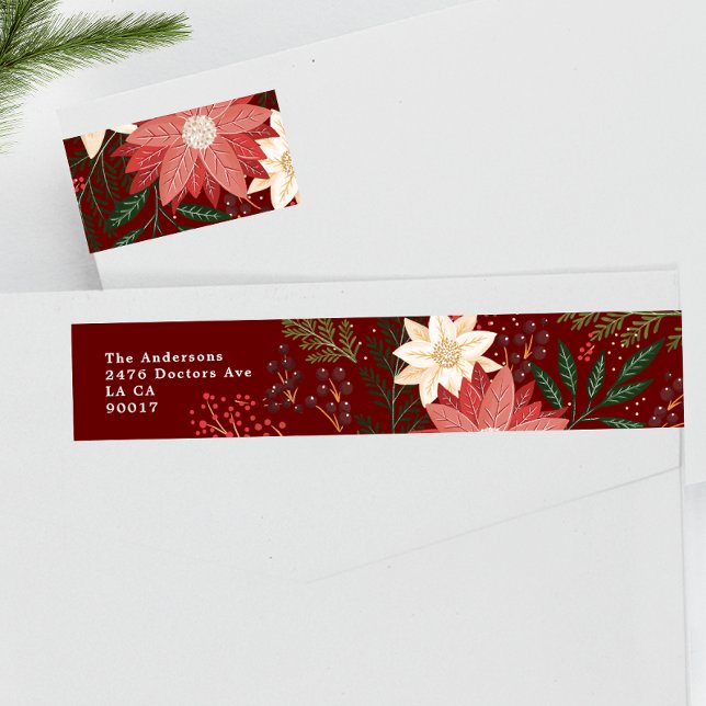 Weihnachten Fest Wasserfarbenflora Rücksendeadress (Von Creator hochgeladen)