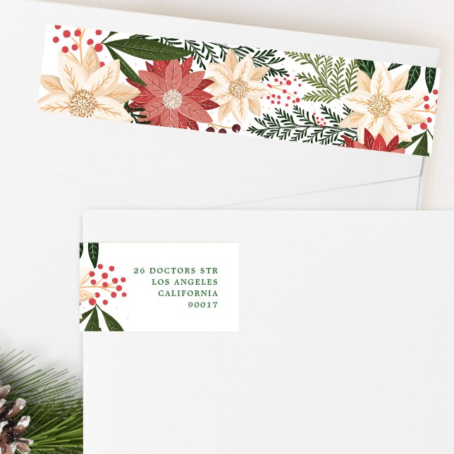 Weihnachten Fest Wasserfarbenflora Rücksendeadress (Von Creator hochgeladen)