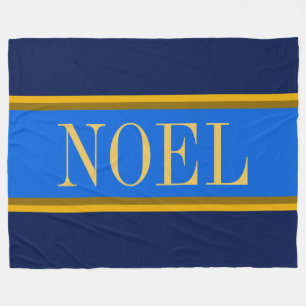 WEIHNACHTEN Festive Bright Blue Golden Brown Navy Fleecedecke