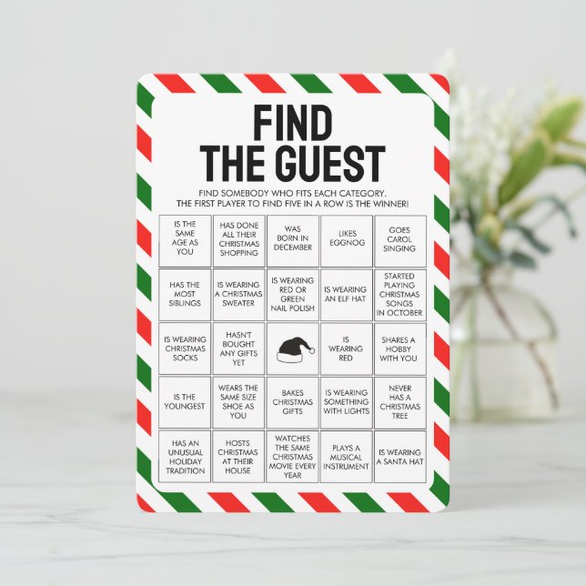 Weihnachten Finden Sie Gast Bingo Game (Stehend Vorderseite)