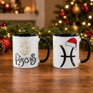 Weihnachten Fische Tierkreiszeichen Santa Hut Tasse
