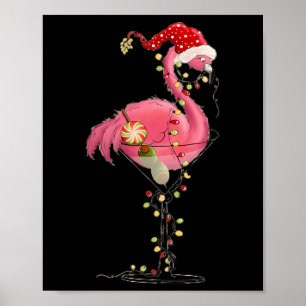 Weihnachten Flamingo in Martini Gl für Tropical Ho Poster