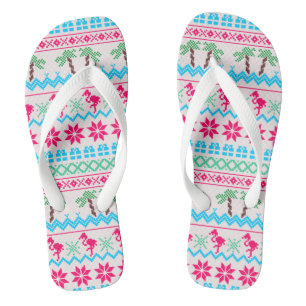 Weihnachten Flamingo Tropical Beach Flip Flops
