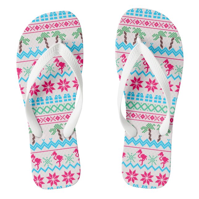 Weihnachten Flamingo Tropical Beach Sweater Flip Flops (Fußbett)