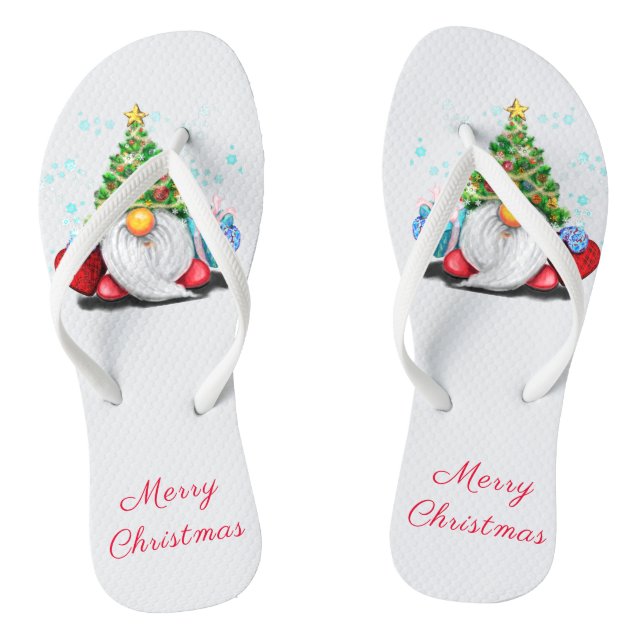 Weihnachten Flip Flops Happy Gnome mit Geschenken (Fußbett)