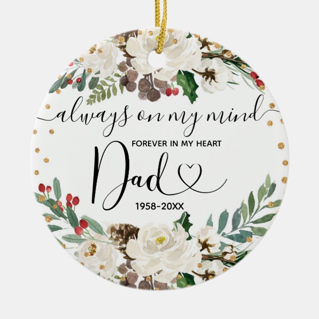 Weihnachten floral in Liebe Erinnerung an Vater Go Keramik Ornament (Vorne)