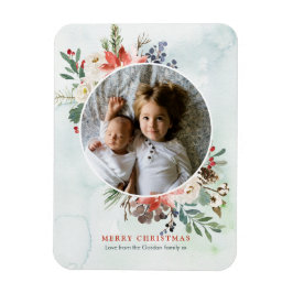 Weihnachten florale Magnetfotokarte Magnet