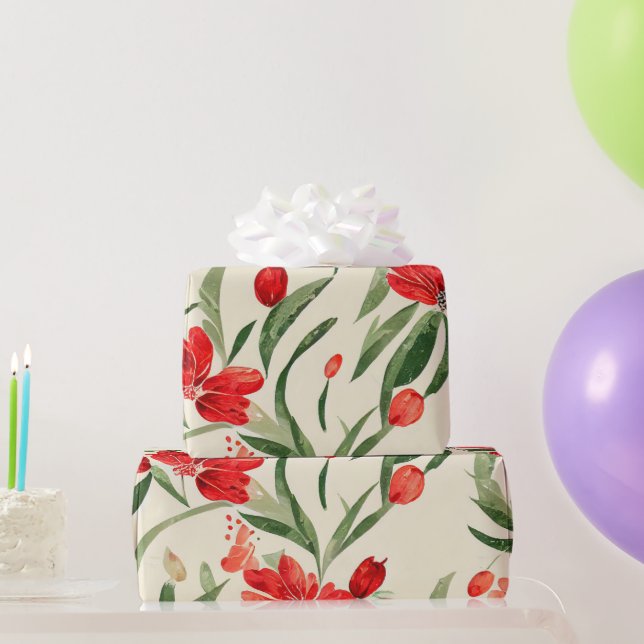 Weihnachten Florals Geschenkpapier (Partygeschenke)