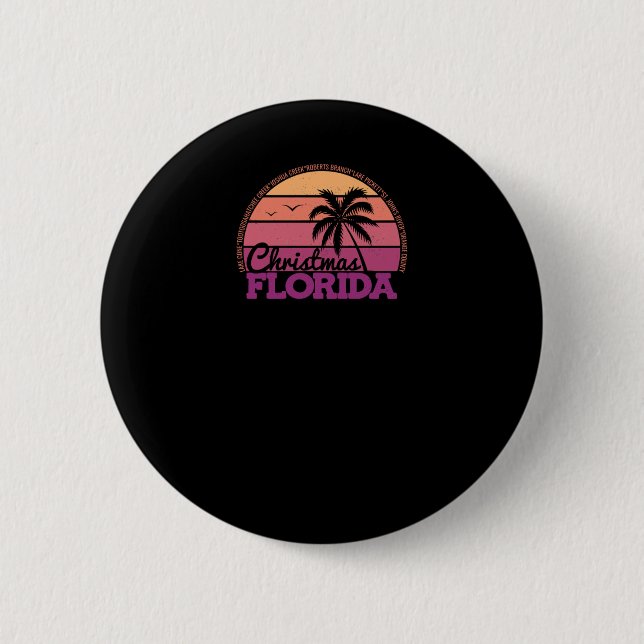 Weihnachten Florida Retro Sunset Local Price Logo  Button (Vorderseite)