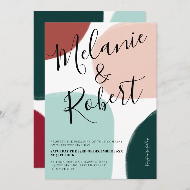 Weihnachten formt Ton Hochzeitsinitialen Einladung (Vorne/Hinten)